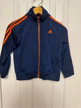 Adidas Toddler 4T Navy Orange Track Jacket Full Zip Athletic Jacket